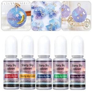 Bộ 5 Màu Nhũ Ánh Sao Galaxy Không Chìm Pha Màu Resin UV